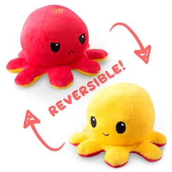 Octopus Reversible Red And Yellow Plush