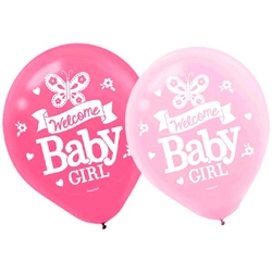 Welcome Little One Girl Latex Balloons