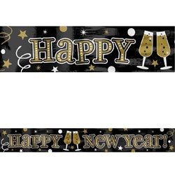 New Year  Foil Banner Black/Silver/Gold