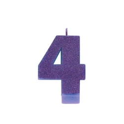 Glitter Numeral 4 Purple Candle