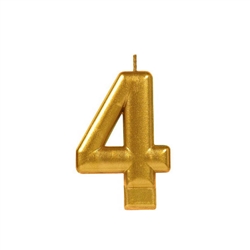 Metallic Gold Numeral 4 Candle