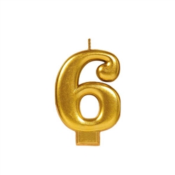 Metallic Gold Numeral 6 Candle