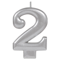 Numeral Silver Metallic Candle #2