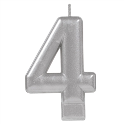 Numeral Silver Metallic Candle #4