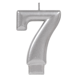 Numeral Silver Metallic Candle #7