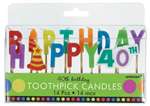 40Th Tooth Pick Candles