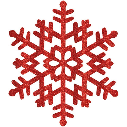 RED GLITTER SNOWFLAKE 15 INCHES