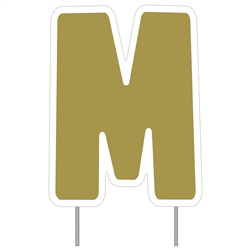 Letter M Gold Yard Sign 25" X 19"