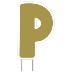 Letter P Gold Yard Sign 25" X 16"
