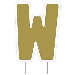 Letter W Gold Yard Sign 25