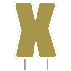 Letter X Gold Yard Sign 25" X 19"