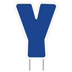 Letter Y - Blue Yard Sign 25