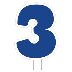 Number 3 - Blue Yard Sign 25