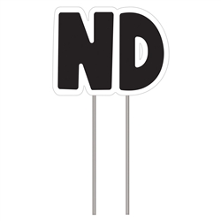 Letters "ND" - Black Yard Sign 16" X 21"