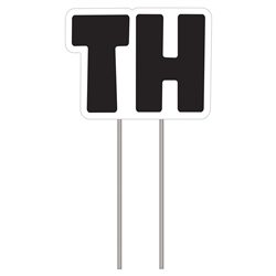 Letters "TH" - Black Yard Sign 16" X 21"