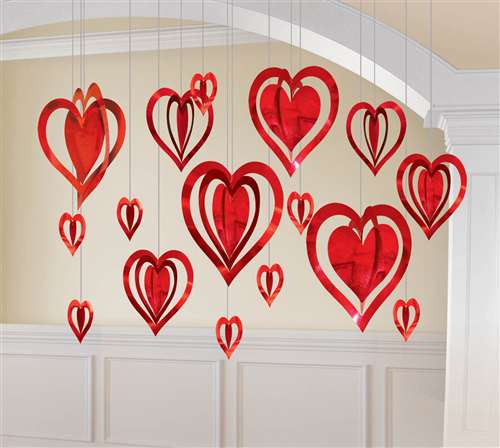 Valentine 3-D Heart Hanging Decoration Kit - Bartz's Party Stores