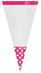 Cone Shaped Bright Pink Polka Dot Bags