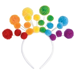 Rainbow Pom Pom Headband