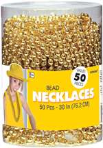 Gold Bead Necklaces - 50 Count
