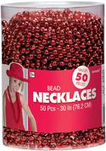 Red Bead Necklaces - 50 Count