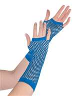 Blue Long Fishnet Gloves