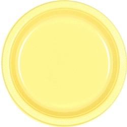 Light Yellow Dessert Plastic Plates 7 inch-20 Ct