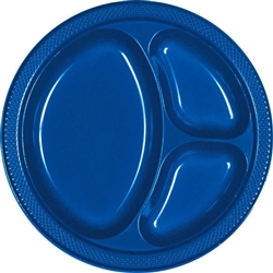 Royal Blue Divided Plastic Plates 10.25in.-20 Ct