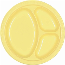 Light Yellow Divided Plastic Plates 10.25 inch-20 ct