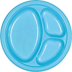 Caribbean Blue 10.25in. Divided Plastic Plates