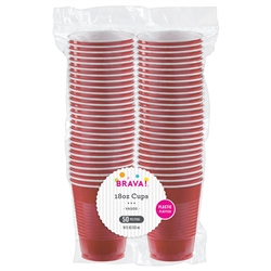 Apple Red 18 oz. Plastic Cups - 50 Count