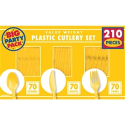Yellow Sunshine Plastic Cutlery Set - 210 Ct.