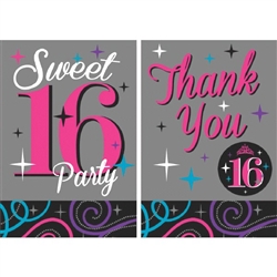 Sweet Sixteen Celebration Invitations  And Thank You Combo Pack
