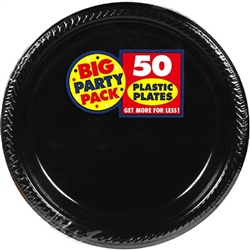 Black 7 in Plastic Plate Party Pack 50Ct