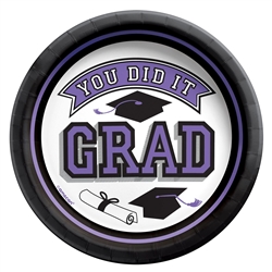 True To Your School Graduation 6.75 Inch Plates - Purple