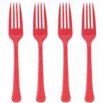 Red Heavy Weight Reusable Forks - 20 Count