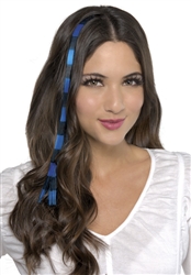 Blue and Black Striped Clip In Hair