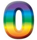 "0"  Multi-Colored 3D Number