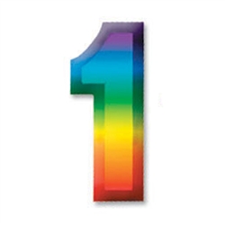 "1"  Multi-Colored 3D Number