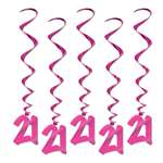 "21" Pink Hanging Whirls