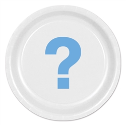 Blue Question Mark Round Plates