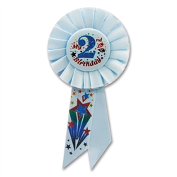 I'm 2 Years Old Today Blue Rosette Ribbon