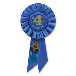 I'm 4 Years Old Today Blue Rosette Award Ribbon