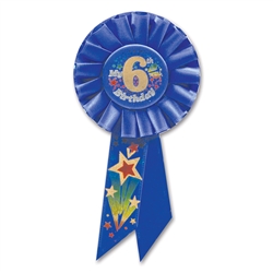 I'm 6 Years Old Today Blue Rosette Award Ribbon