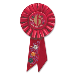 I'm 6 Years Old Today Red Rosette Award Ribbon