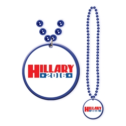 Hillary Clinton Party Beads with Medallion