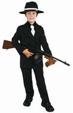 Gangster Suit Kids Costume Black And White - Medium