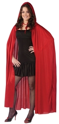 Red Hooded Cape - 68 inches
