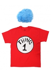 Dr Seuss Thing 1 Shirt and Wig Costume Set - Adult Large