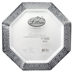 Silver Lacetagon 11" Plates