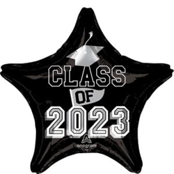 Class of 2023 18" Star Foil Balloon - Black
